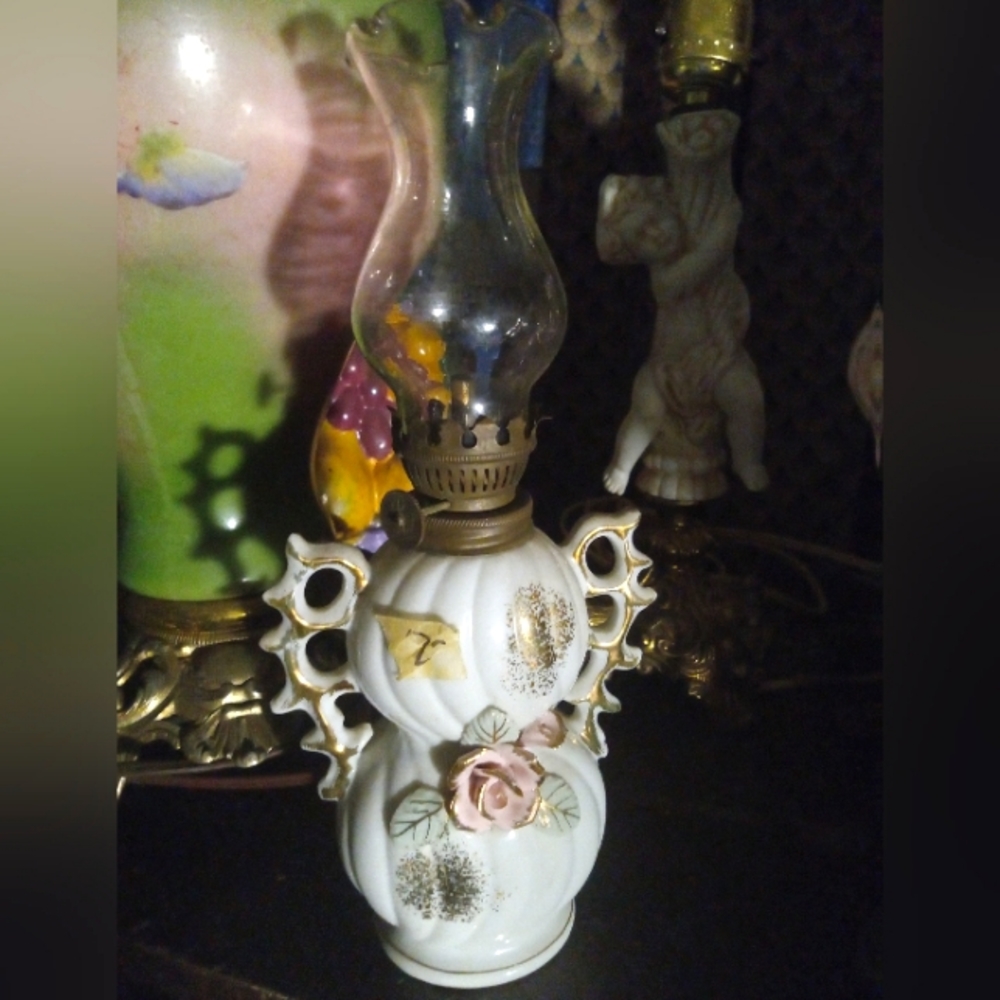 Vintage Victorian night light . Miniature lamp